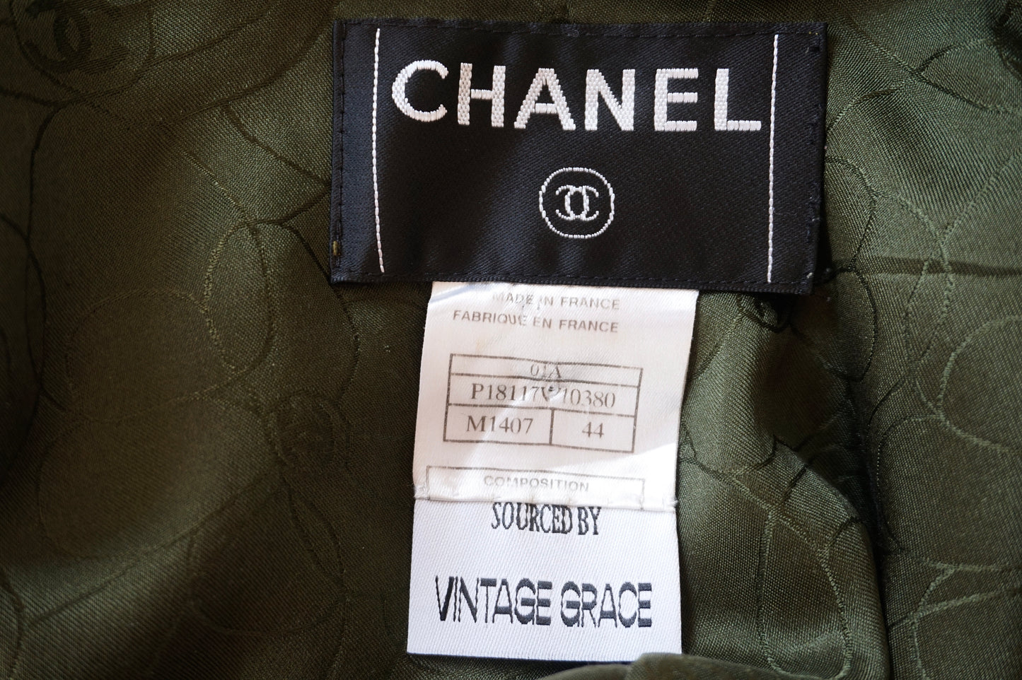 Chanel Fall 2001 Olive Green Tweed Jacket