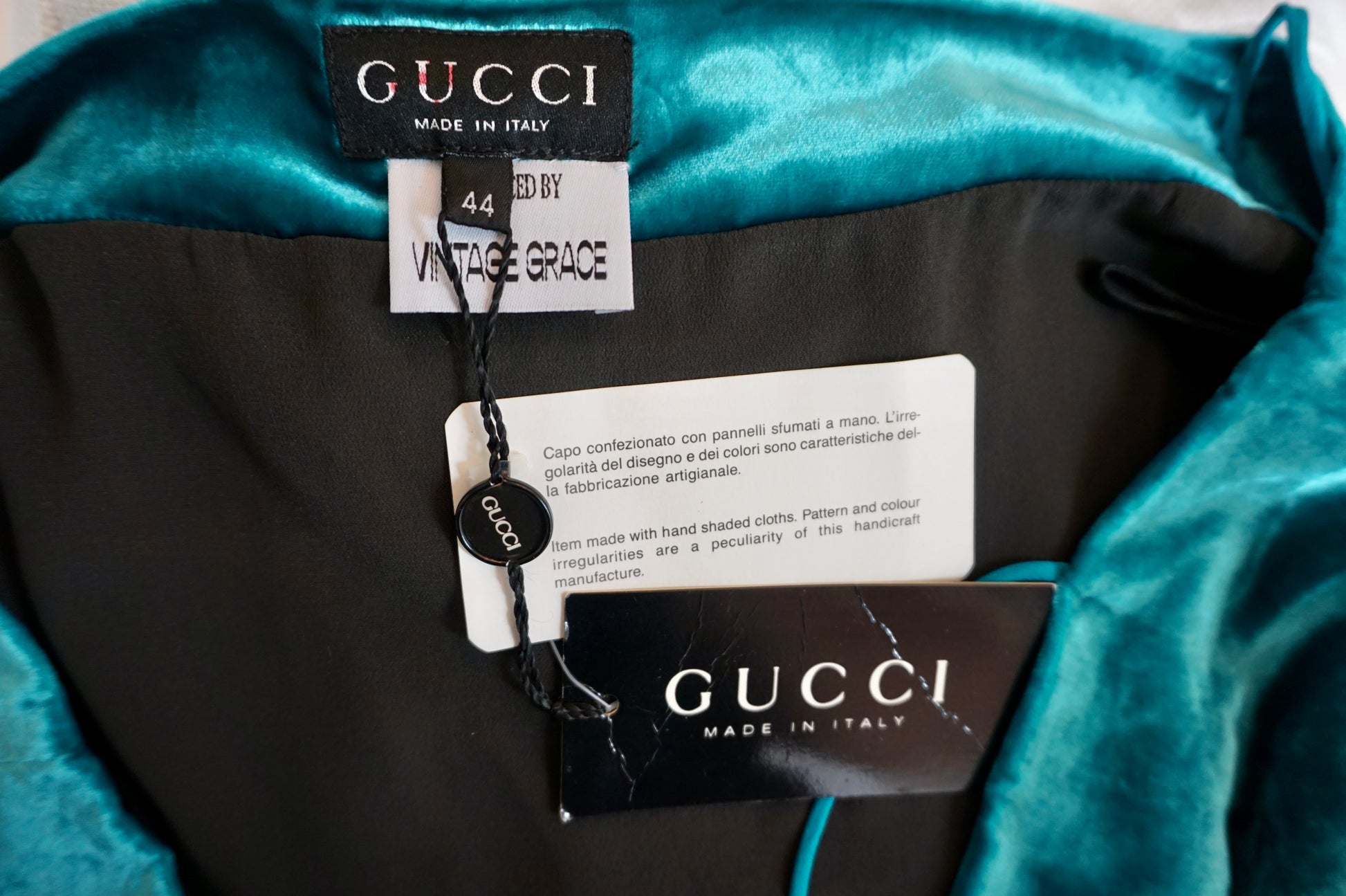 Gucci Tom Ford S/S 1997 Blue & Green Velvet Dress Vintage Grace Gucci Tom Ford S/S 1997 Blue & Green Velvet Dress Vintage Grace