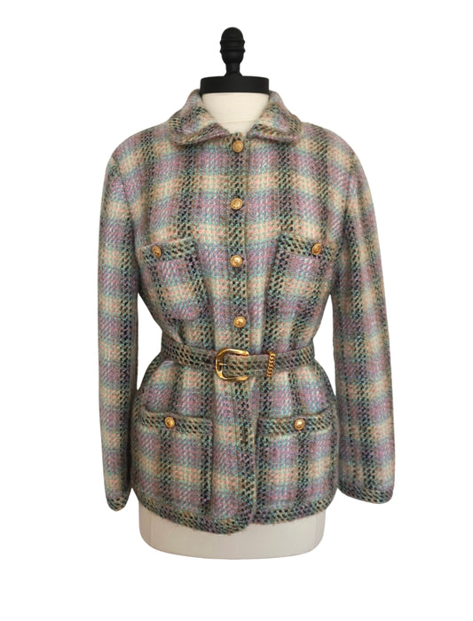 Chanel 1980's Rainbow Tweed Jacket with Belt