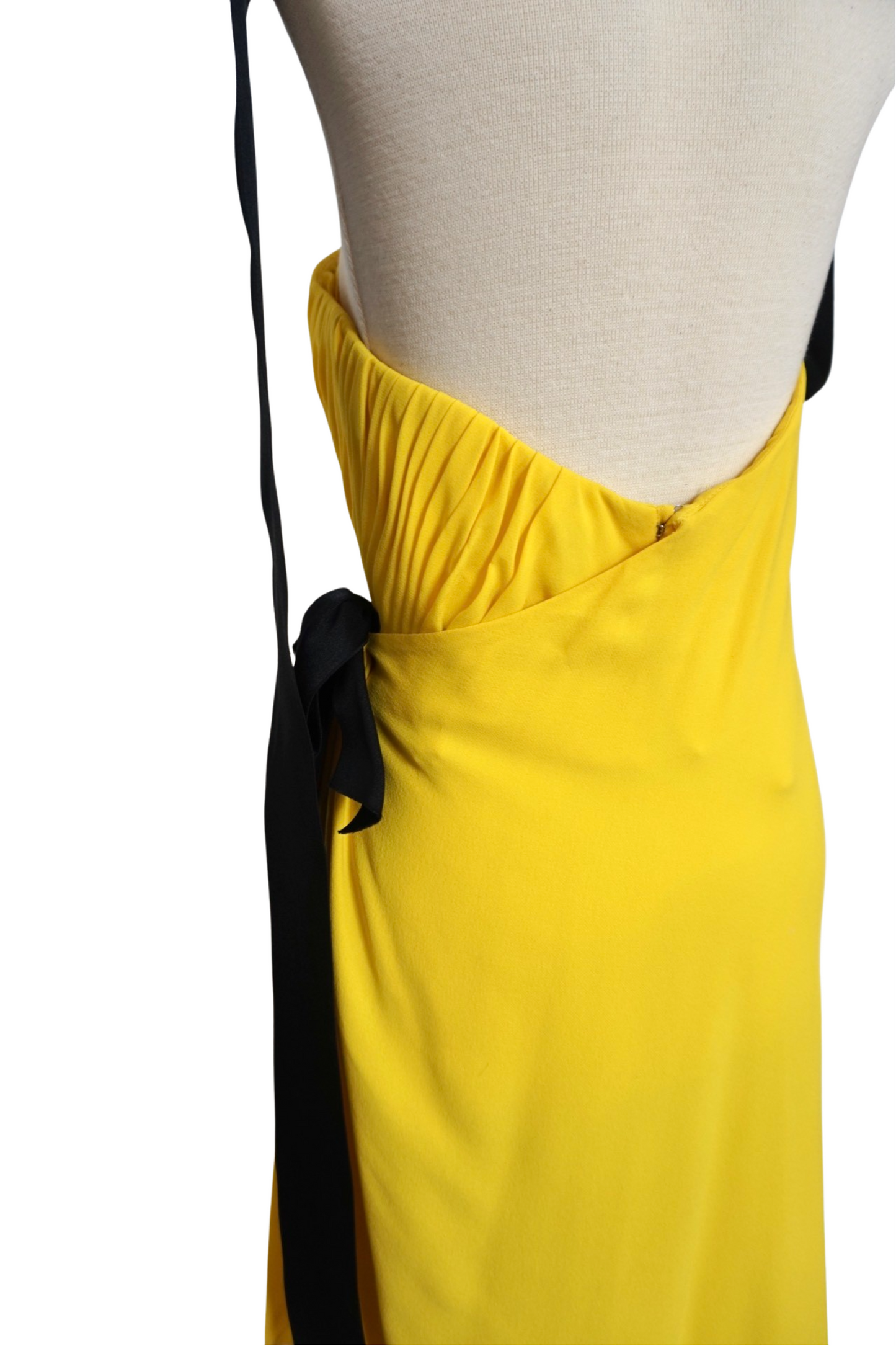 Chanel Spring 1991 Yellow Cocktail Dress with Black Bow