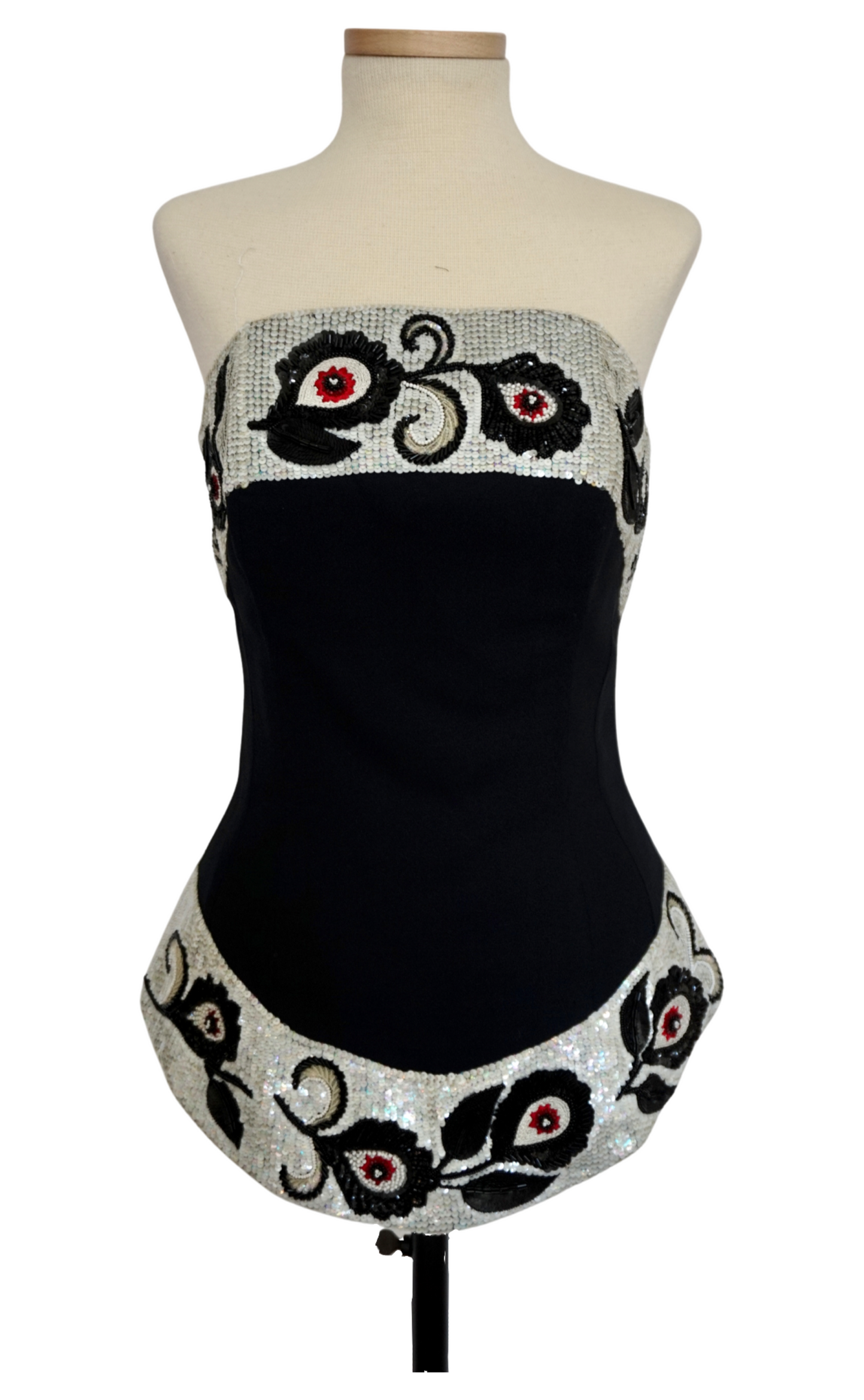 Karl Lagerfeld 1990's Black Corset Top with Sequin Embellishment