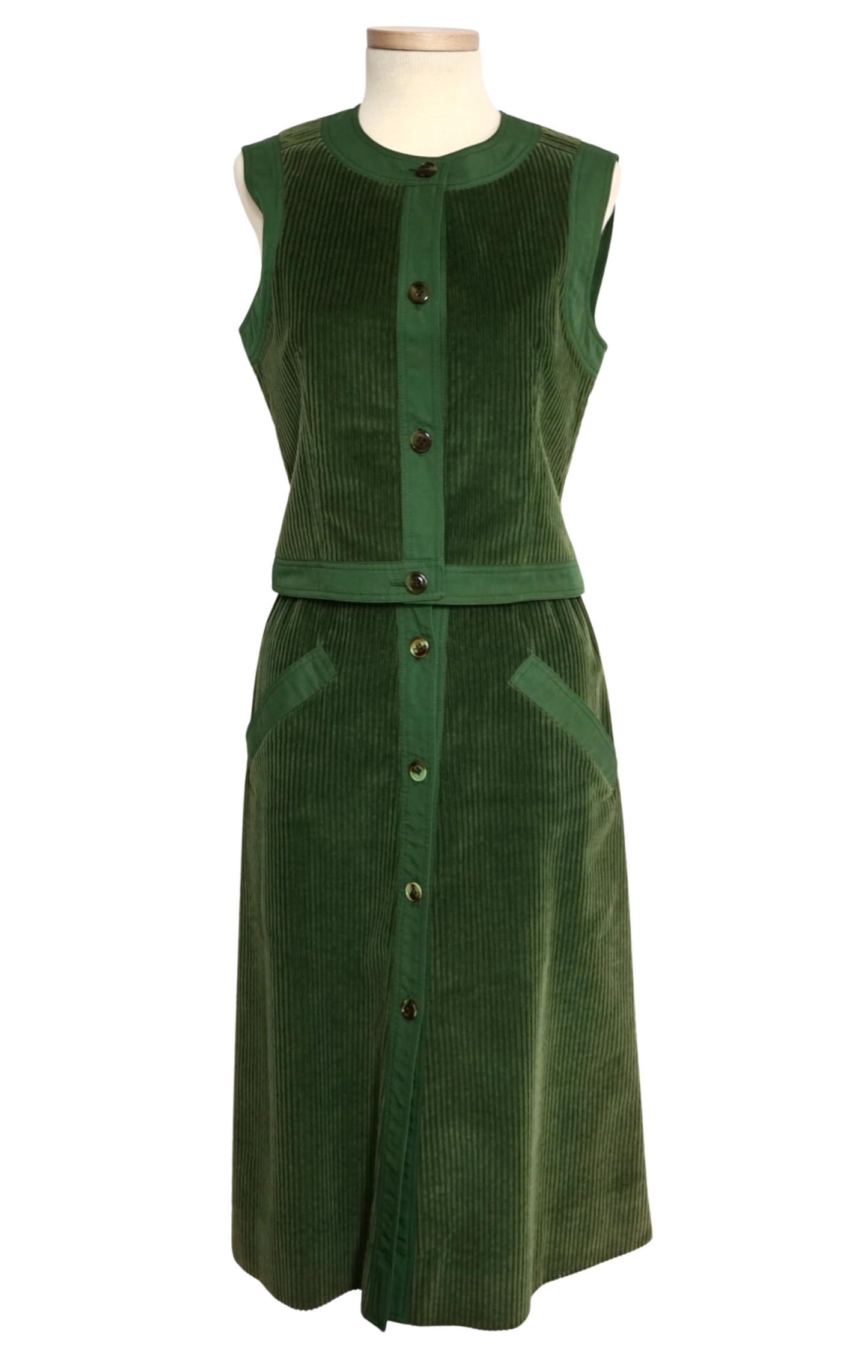 Courrèges Green Corduroy Skirt Set