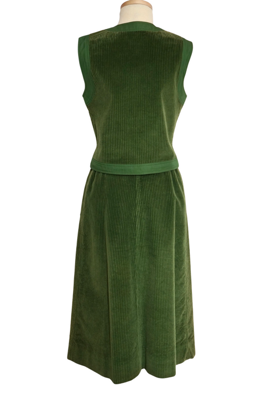 Courrèges Green Corduroy Skirt Set