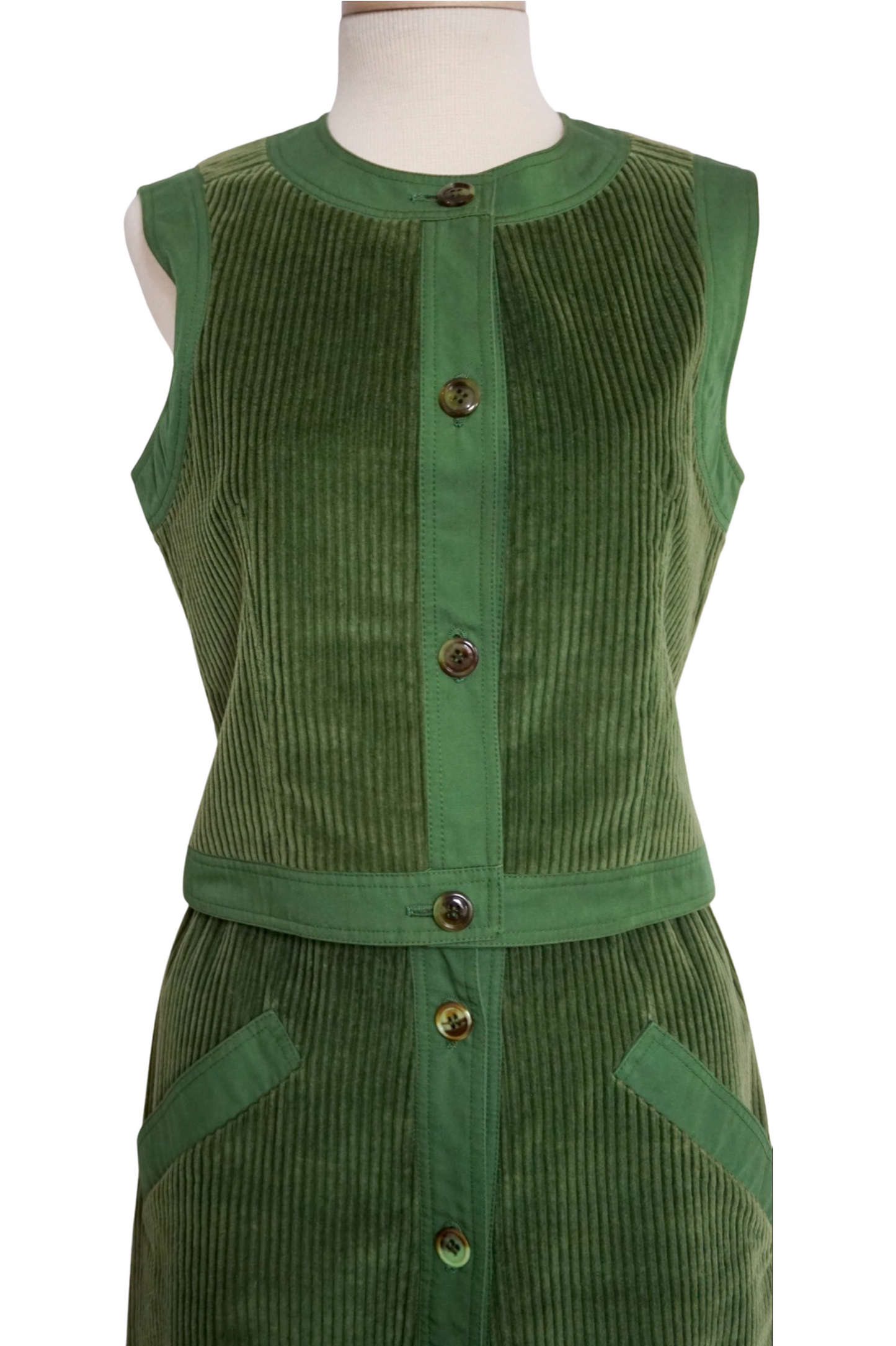 Courrèges Green Corduroy Skirt Set