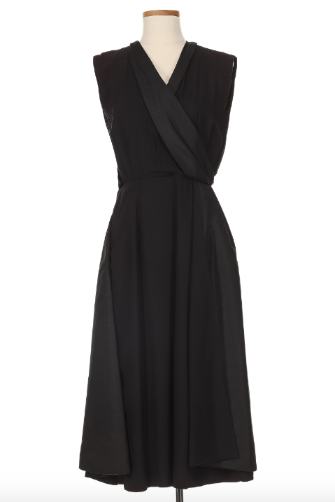 Christian Dior 1950's Black Wrap Satin Dress
