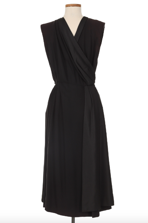 Christian Dior 1950's Black Wrap Satin Dress