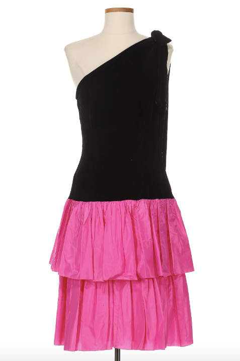 Christian Dior 1980's Black Velvet Dress with Pink Bottom – Vintage Grace