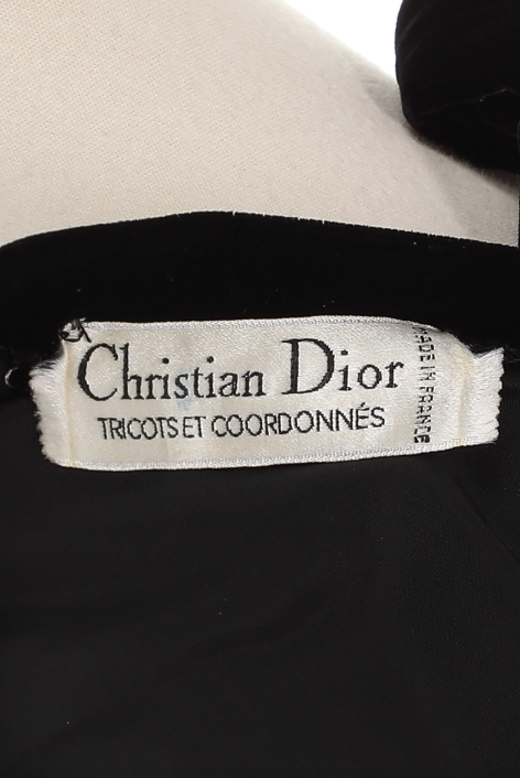 Christian Dior 1980's Black Velvet Dress with Pink Bottom