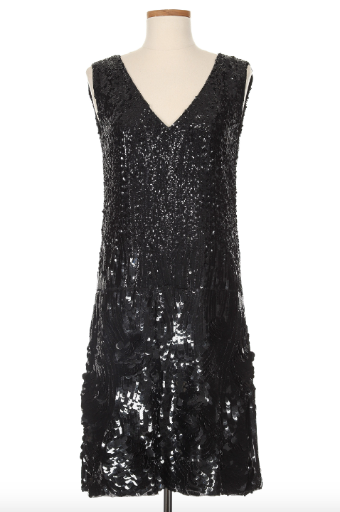 YSL Rive Gauche Black Sequin Dress 1990s