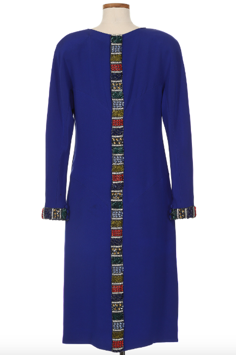 Chloè by Karl Lagerfeld Blue Long Sleeve Dress With Multi Color Sequin