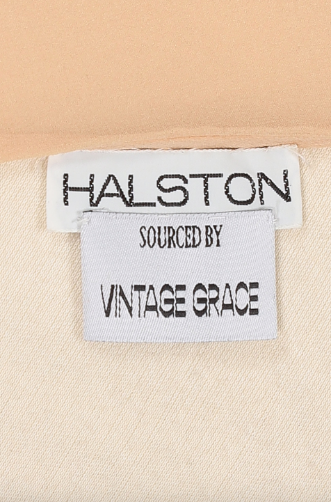 Halston 1970's Haute Couture Nude One Shoulder Dress