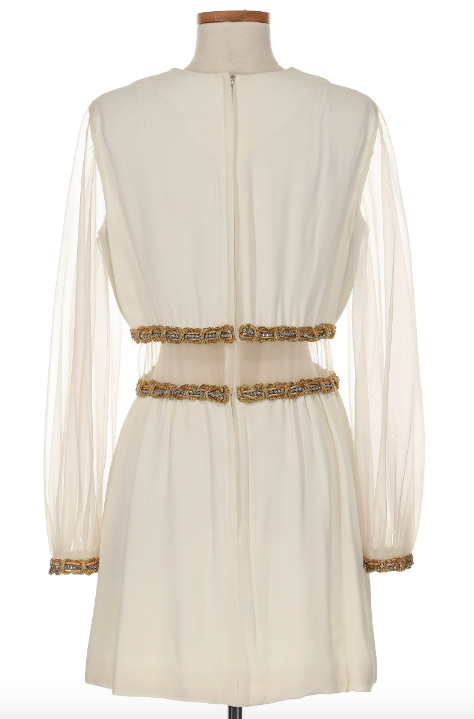 Vintage White Cocktail Dress with Sheer Detailing