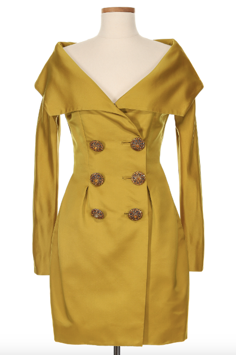 Christian Lacroix Couture Yellow Off the Shoulder Dress