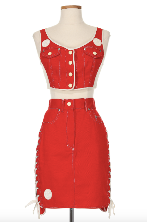 Junior Gaultier Red 3 Piece Set with White Laces