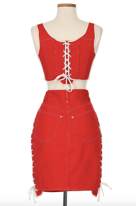 Junior Gaultier Red 3 Piece Set with White Laces