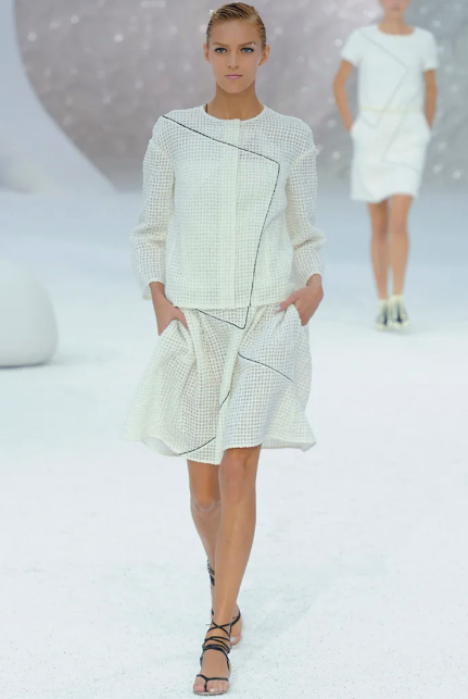 Chanel S/S 2012 Look 7 White Dress with Black Detailing