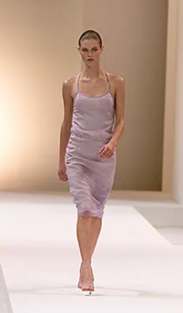 Lanvin Spring 2000 Mesh Embellished Halter Dress