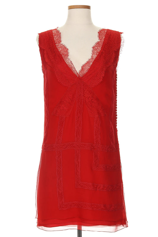 Christian Dior Fall 2011 Red Lace Shift Dress