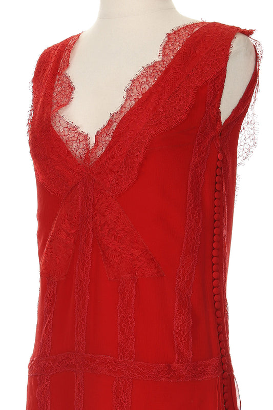 Christian Dior Fall 2011 Red Lace Shift Dress