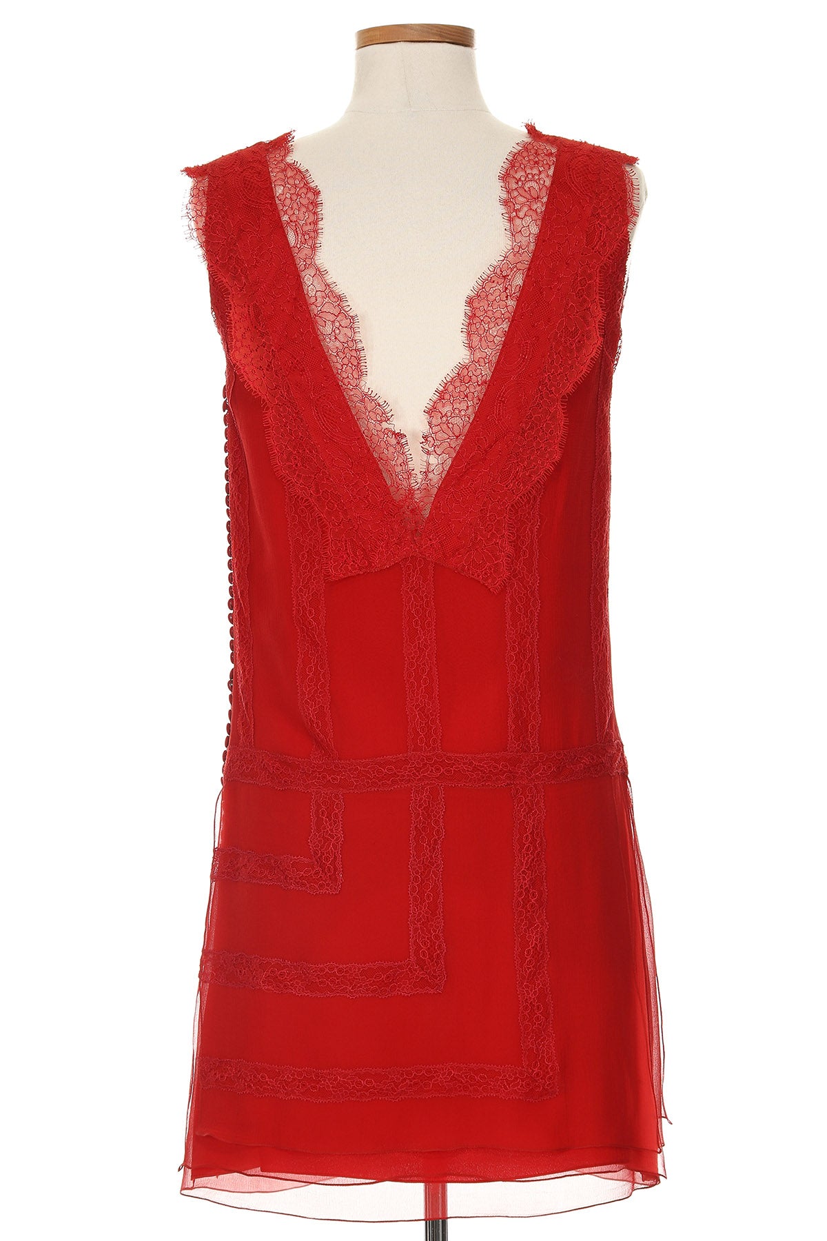 Christian Dior Fall 2011 Red Lace Shift Dress