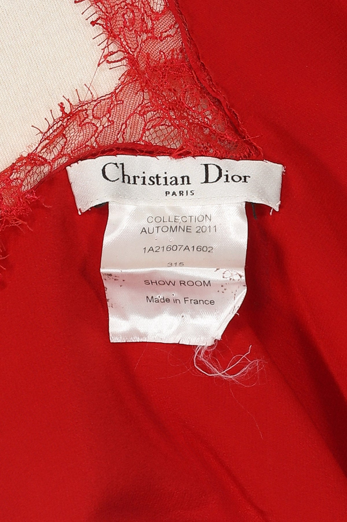 Christian Dior Fall 2011 Red Lace Shift Dress