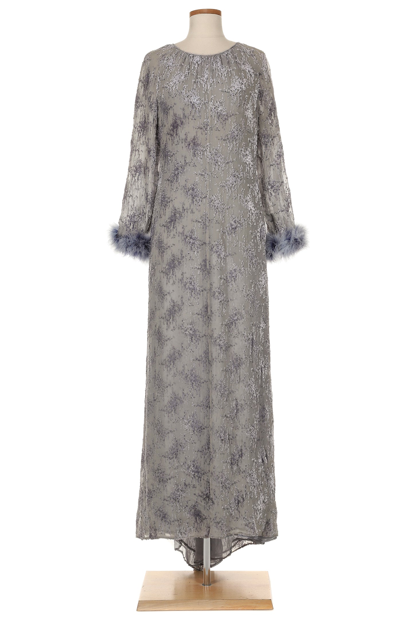 Valentino 1990s Long Sleeve Gown with Fur Trim