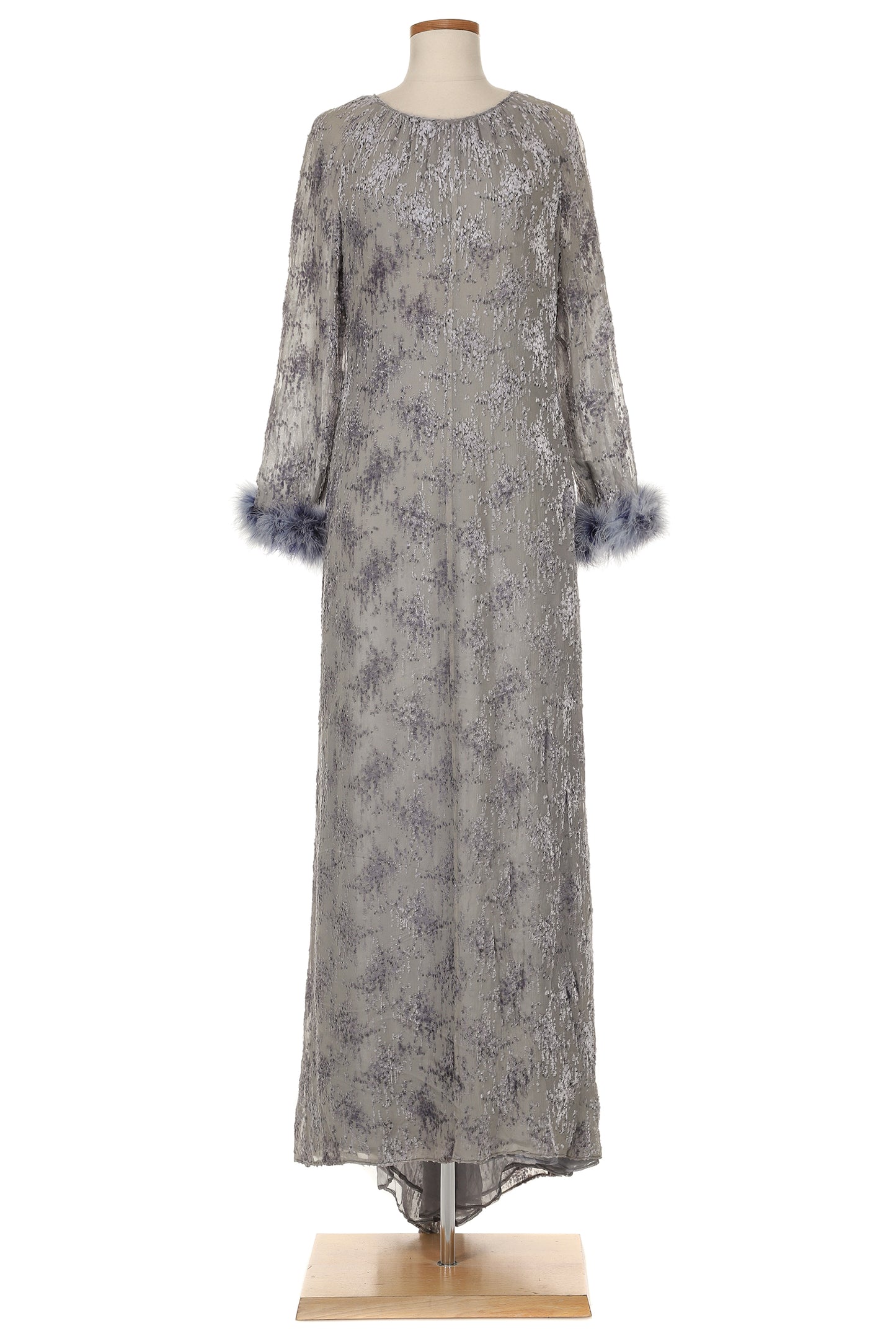 Valentino 1990s Long Sleeve Gown with Fur Trim Vintage Grace Valentino 1990s Long Sleeve Gown with Fur Trim Vintage Grace
