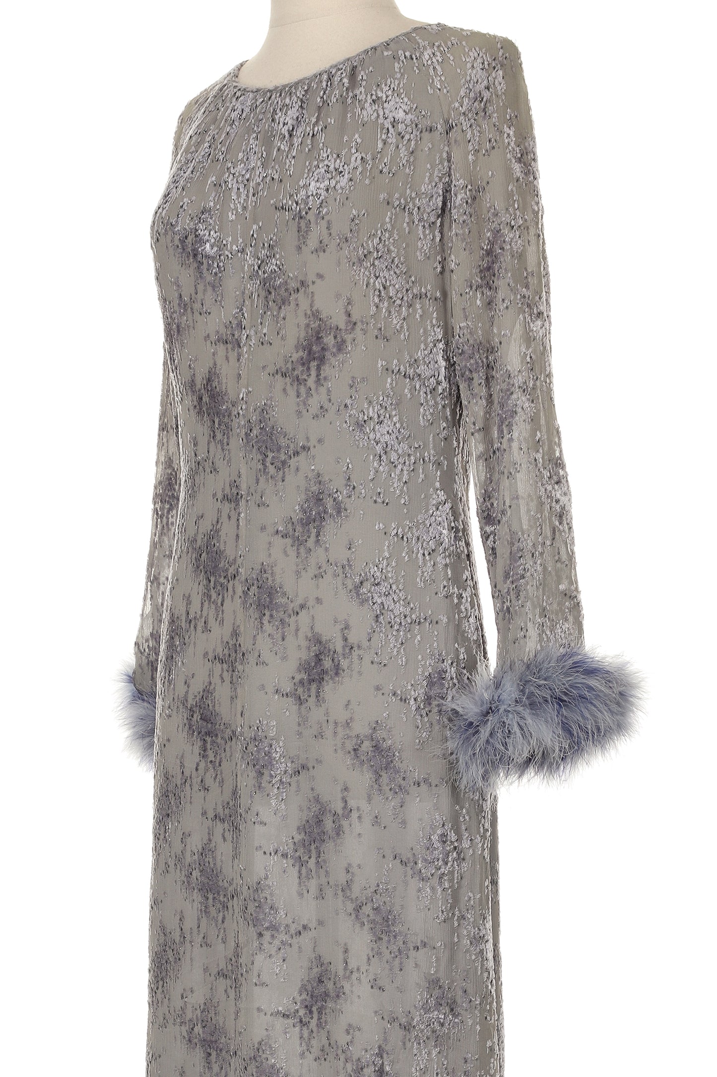 Valentino 1990s Long Sleeve Gown with Fur Trim