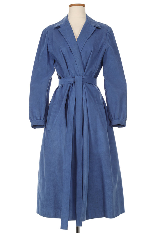 Halston 1970's Blue Ultrasuede Coat Dress