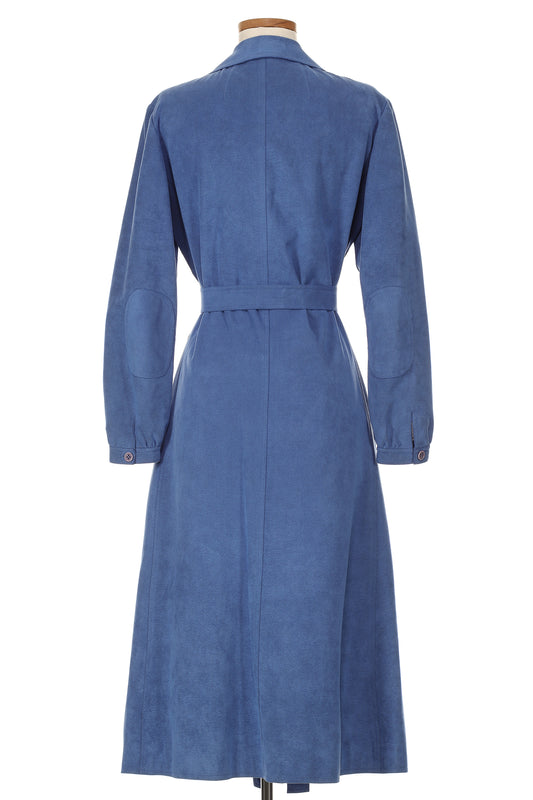 Halston 1970's Blue Ultrasuede Coat Dress