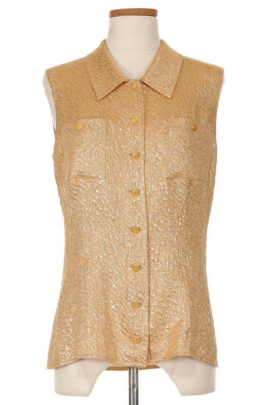 Chanel Fall 1996 Sleeveless Button Up Shirt