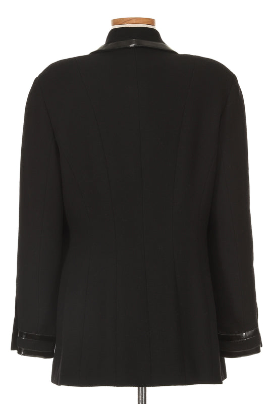 Chanel Collection 28 Black Wool Jacket With Vinyl Detail