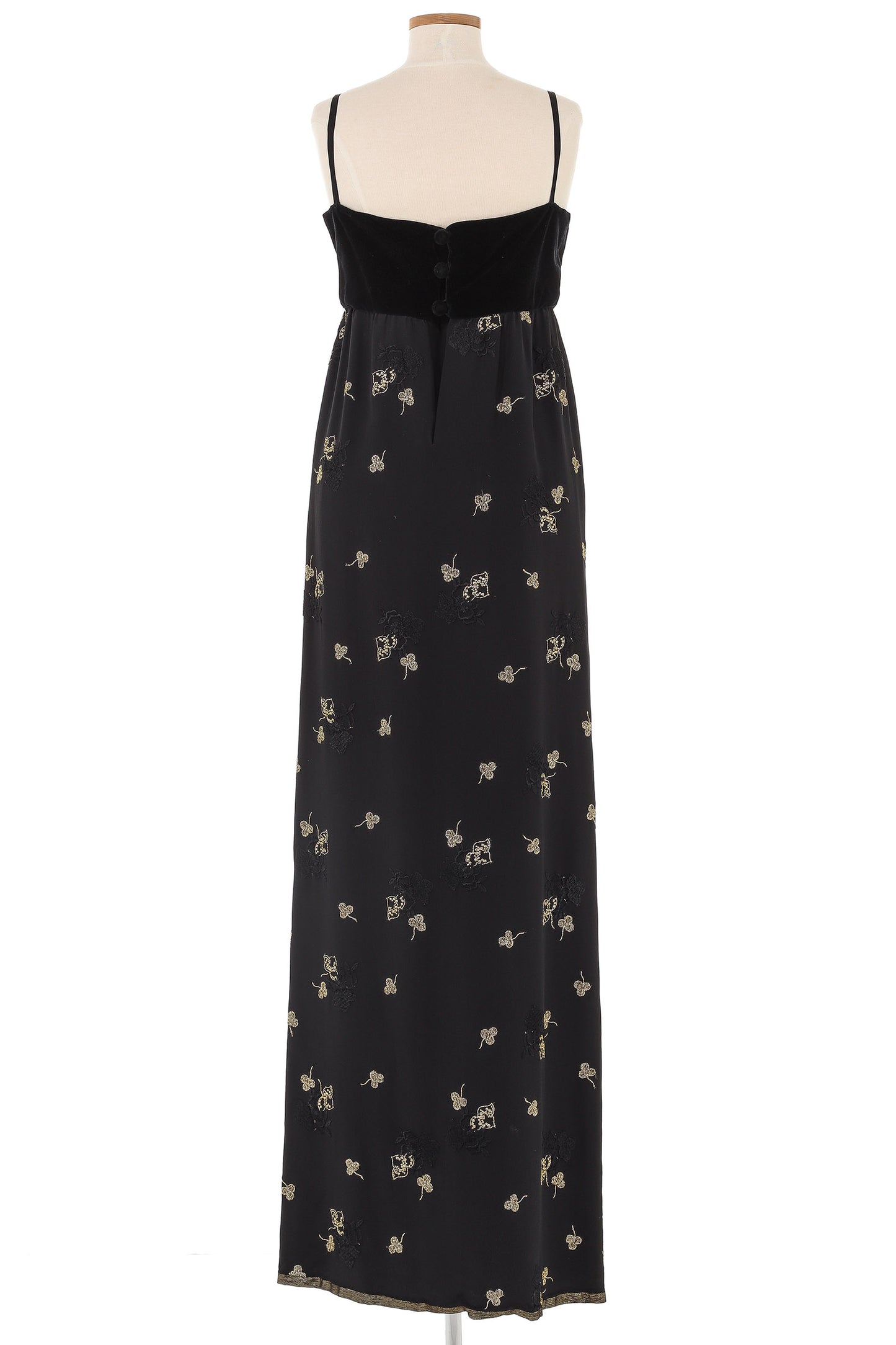 Chloé by Karl Lagerfeld Black Gown with Gold Flower Embroidery