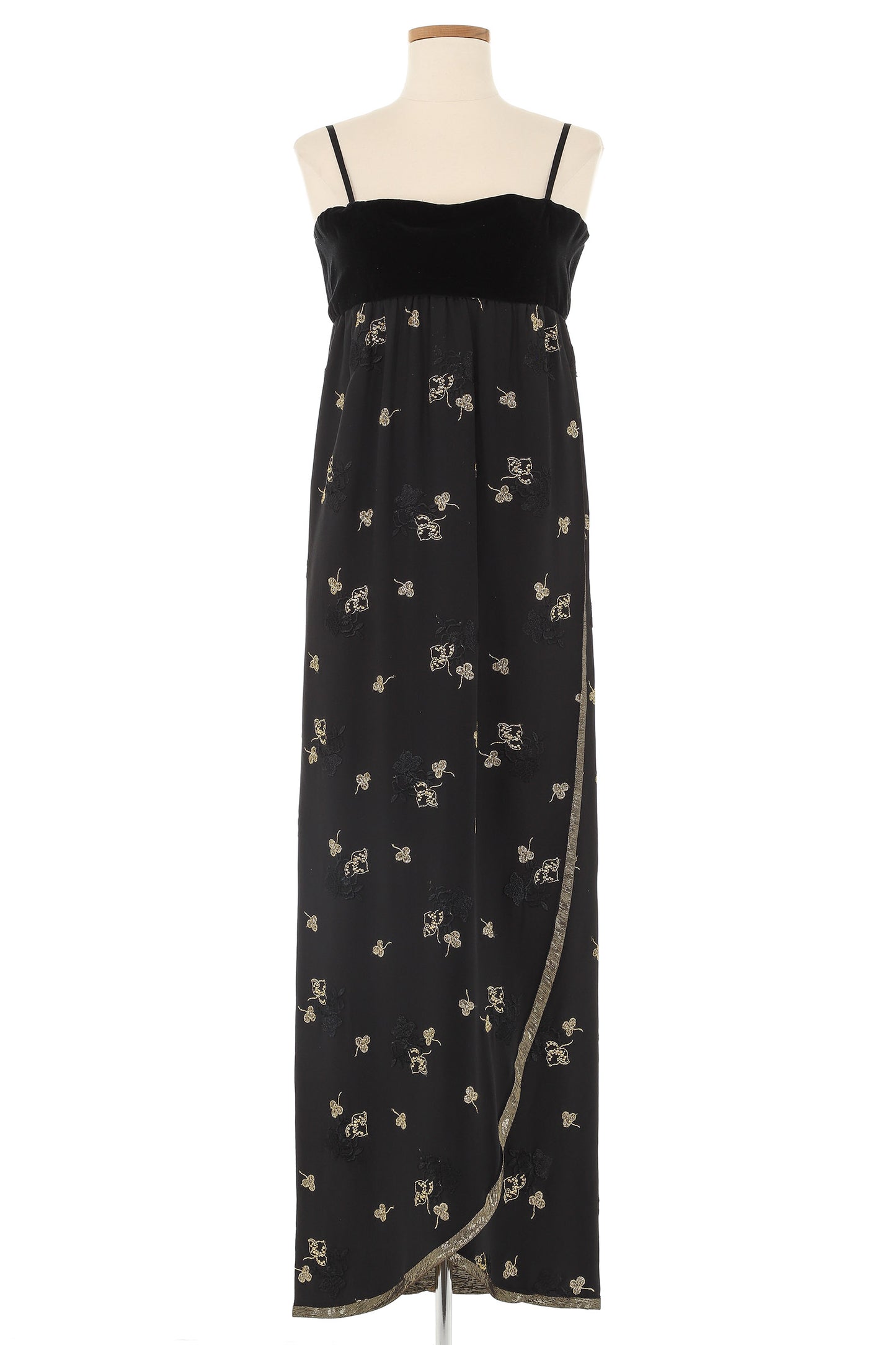 Chloé by Karl Lagerfeld Black Gown with Gold Flower Embroidery