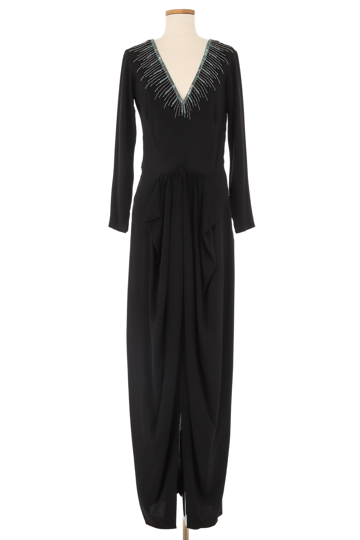 Ceil Chapman Black Embellished Long Sleeve Dress c. 1940's-1950's Ceil Chapman Black Embellished Long Sleeve Dress c. 1940's-1950's