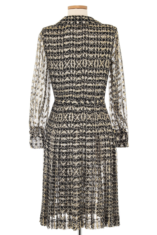 Chanel Haute Couture 1970s Black and White Long Sleeve Dress