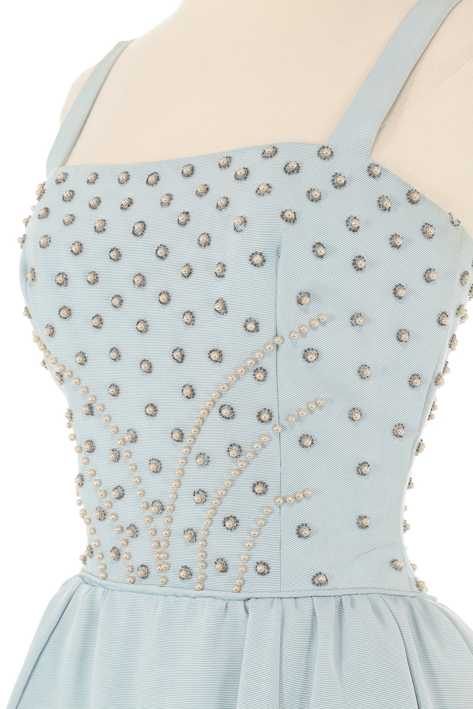 Julian Rose 1950s Blue Beaded Gown Vintage Grace Julian Rose 1950s Blue Beaded Gown Vintage Grace