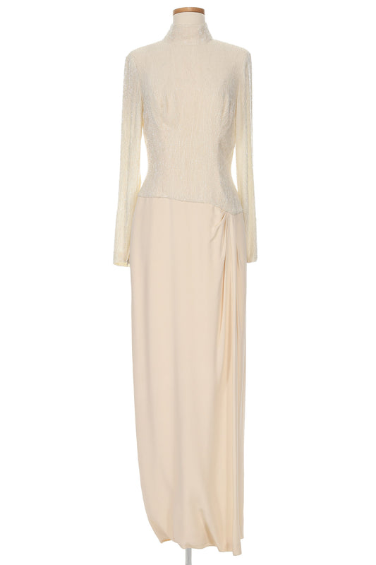 Bob Mackie 1980s White Beaded Crepe Dress