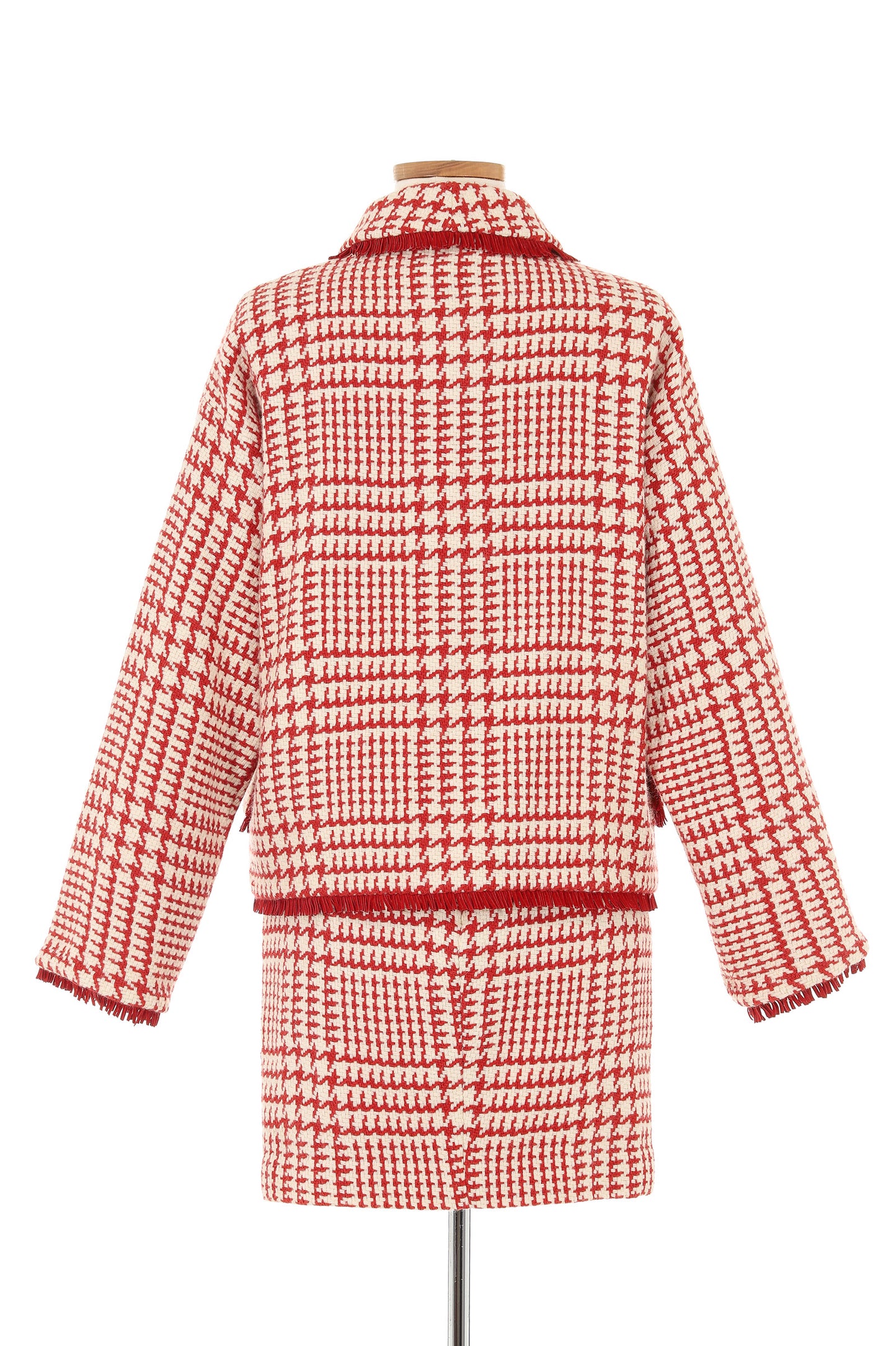 Gianni Versace Red and White Houndstooth Skirt Suit