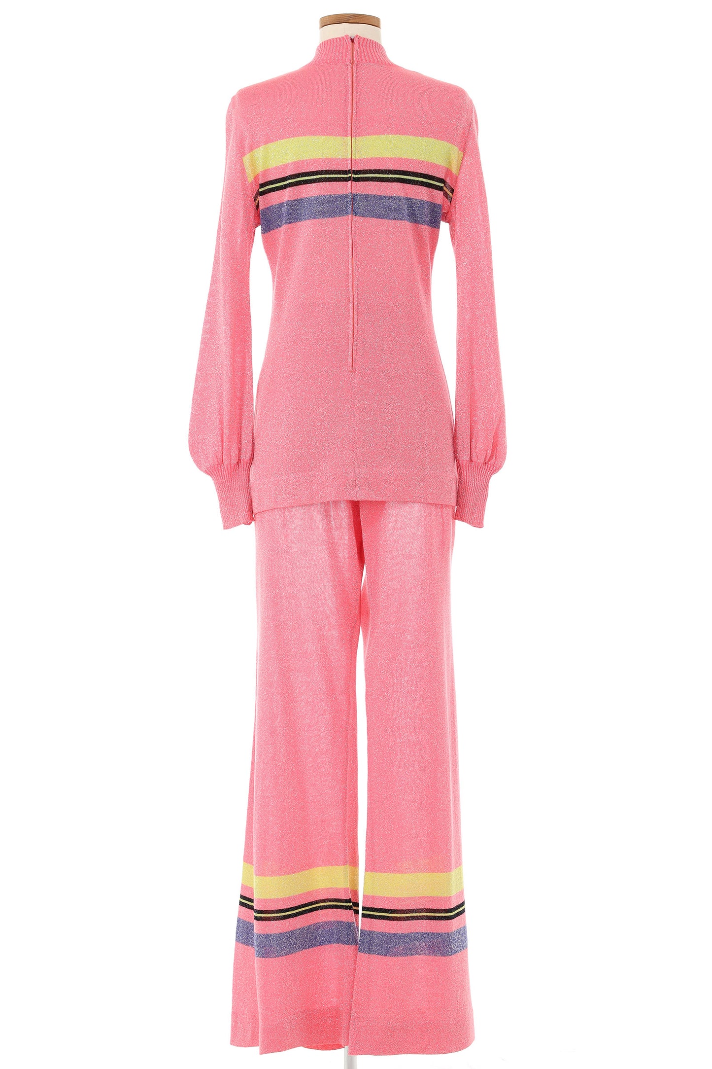 Emilio Pucci 1970s Pink Sparkle Knit Trousers and Sweater Set