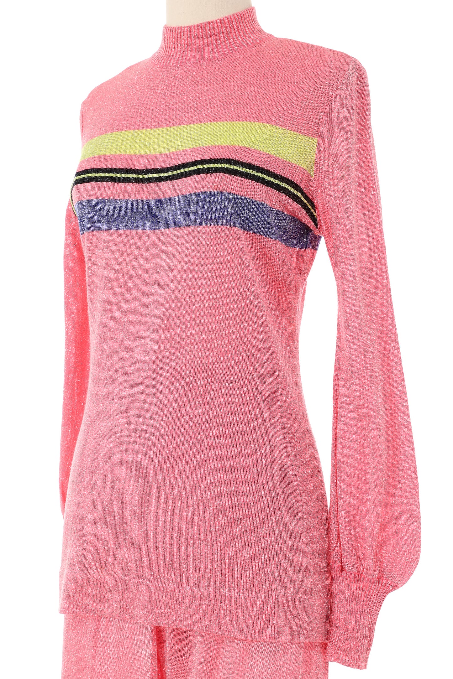 Emilio Pucci 1970s Pink Sparkle Knit Trousers and Sweater Set