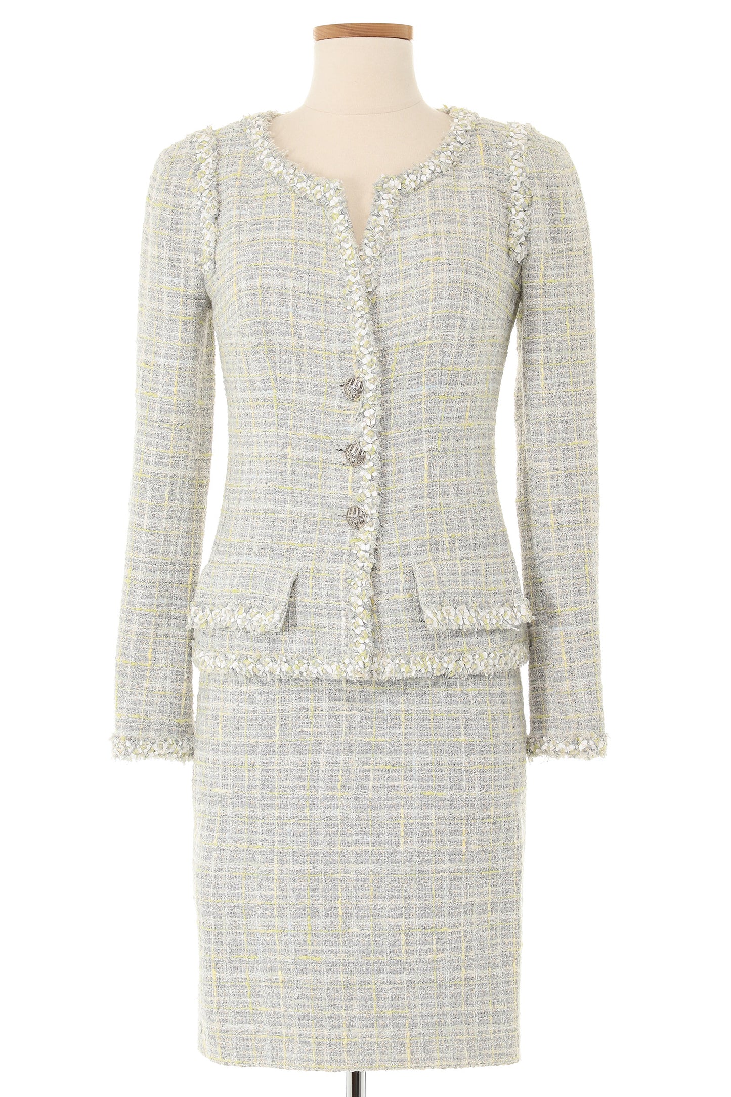 Chanel Spring 2009 Grey Tweed Skirt Suit