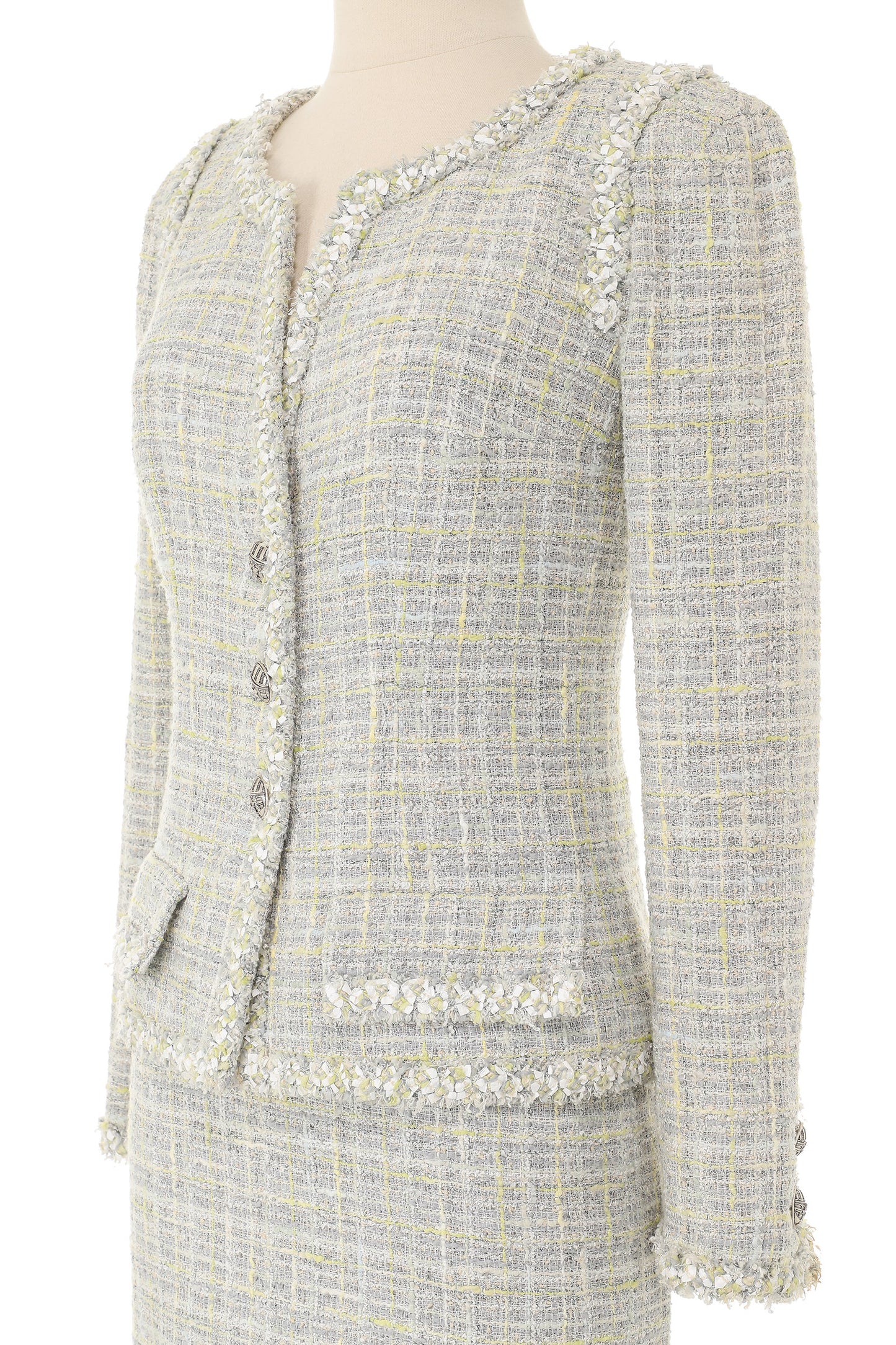 Chanel Spring 2009 Grey Tweed Skirt Suit