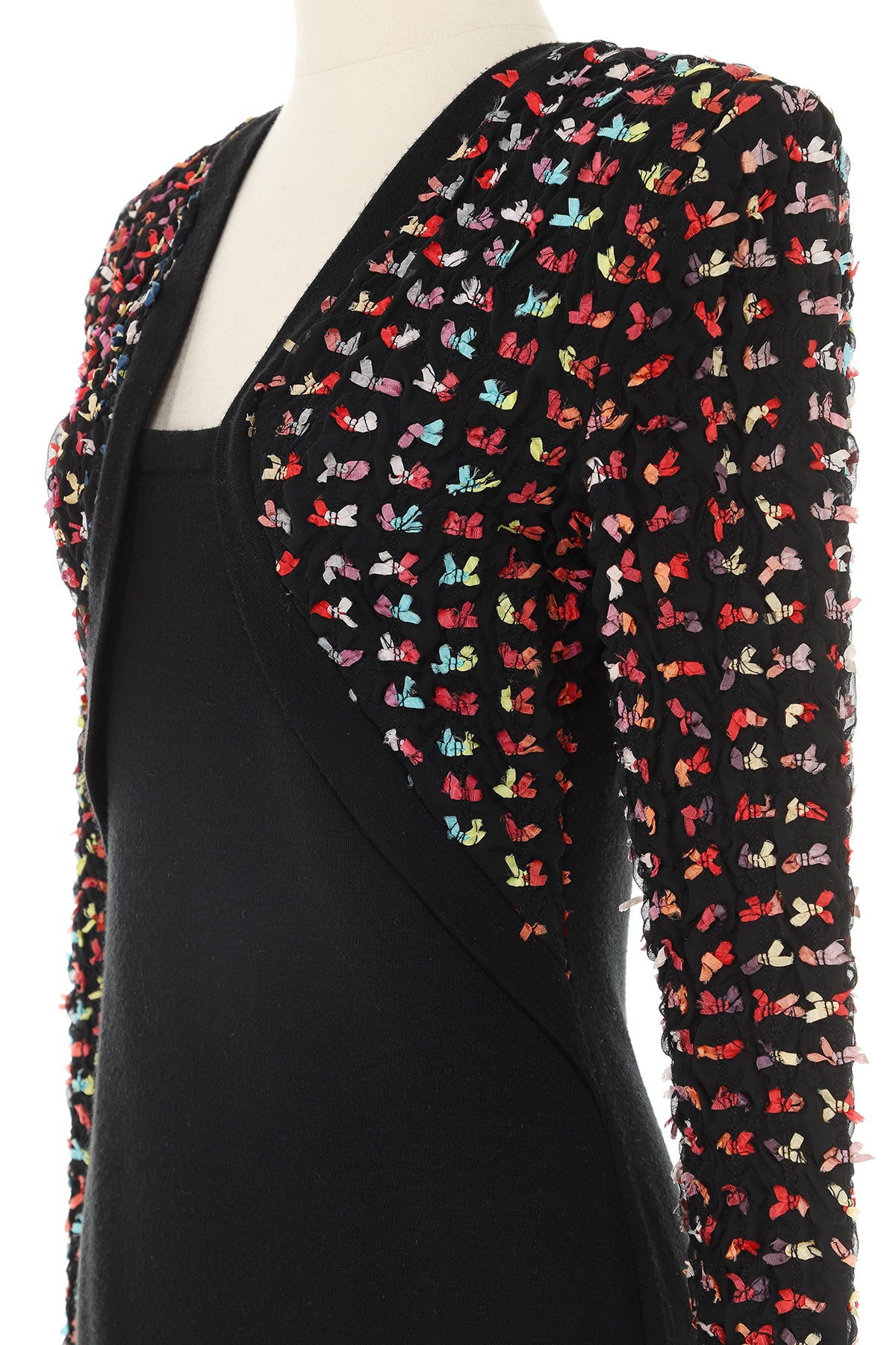 Patrick Kelly Late 1980's Black Knit Dress with Multi Colored Sleeves