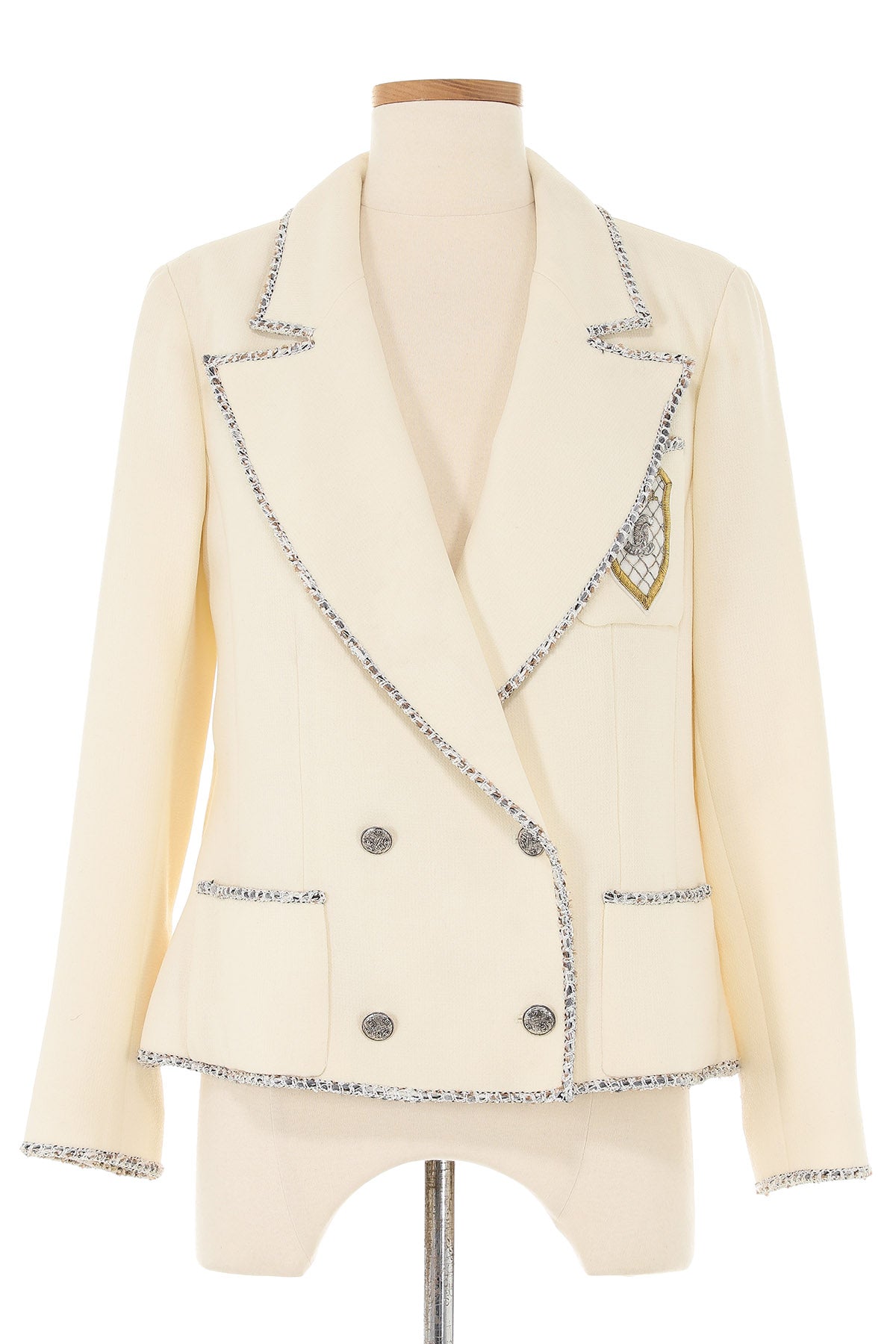 Chanel Vintage White Blazer with CC Crest | Cruise 2005 Collection