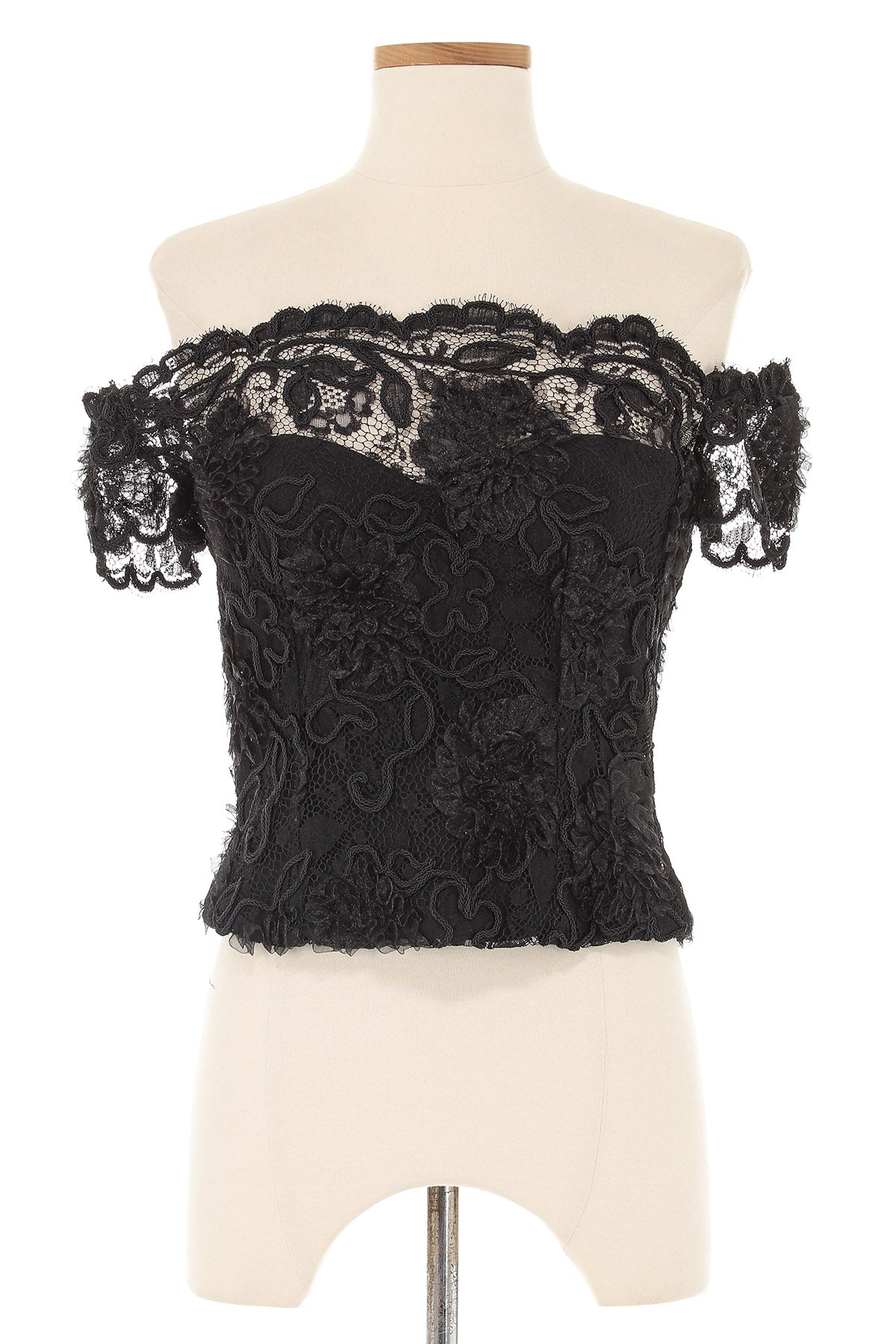 Chanel Autumn 1995 Black Lace Short Sleeve Blouse