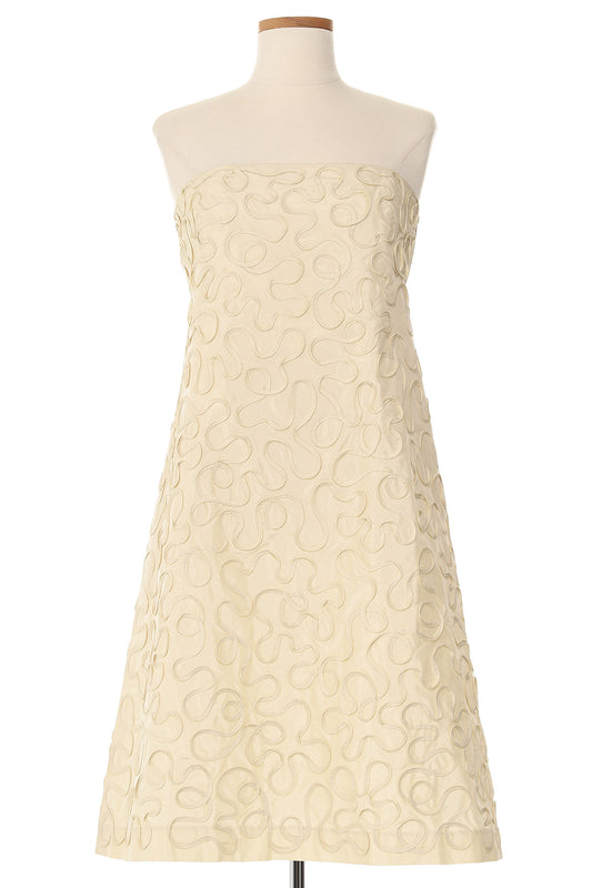 Celine 2010's White Strapless Dress with Ribbon Detail