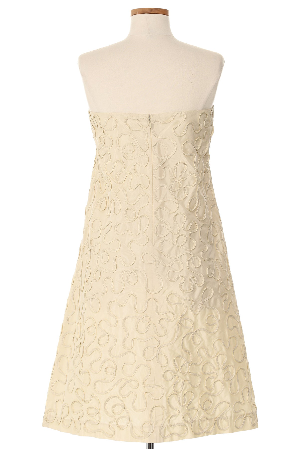 Celine 2010's White Strapless Dress with Ribbon Detail