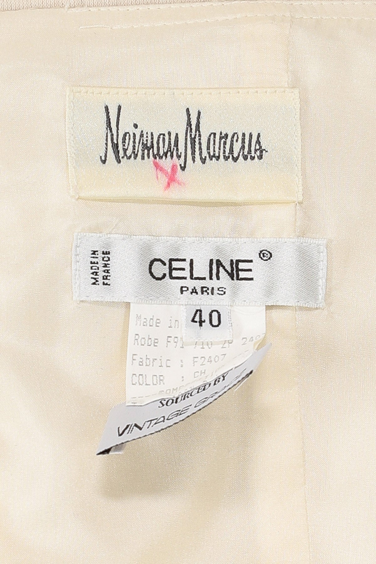 Celine 2010's White Strapless Dress with Ribbon Detail