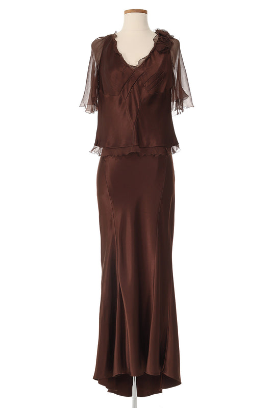 John Galliano Brown Silk Set